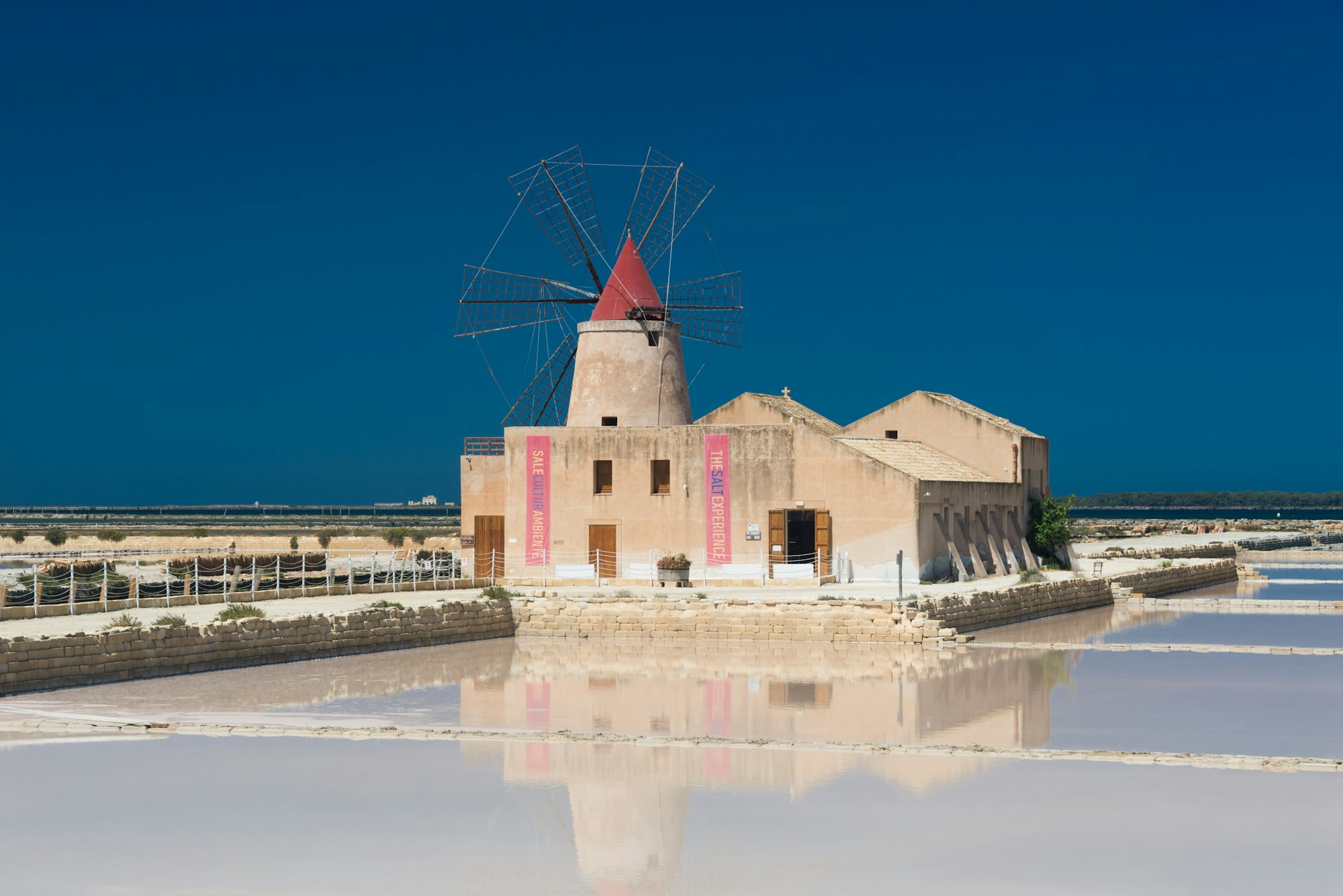 Mill next to the salt pans of Trapani on Sicily